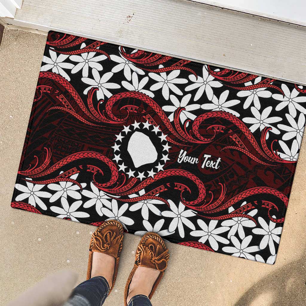 Personalised Cook Islands Atiu Enuamanu Rubber Doormat Tiare Maori Polynesian Waves Tattoo LT14 - Polynesian Pride