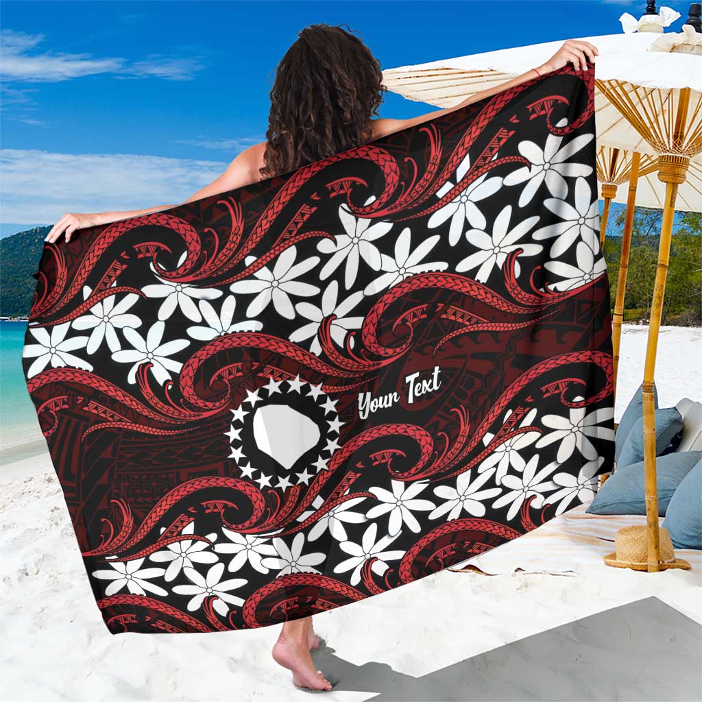 Personalised Cook Islands Atiu Enuamanu Sarong Tiare Maori Polynesian Waves Tattoo LT14 One Size 44 x 66 inches Red - Polynesian Pride