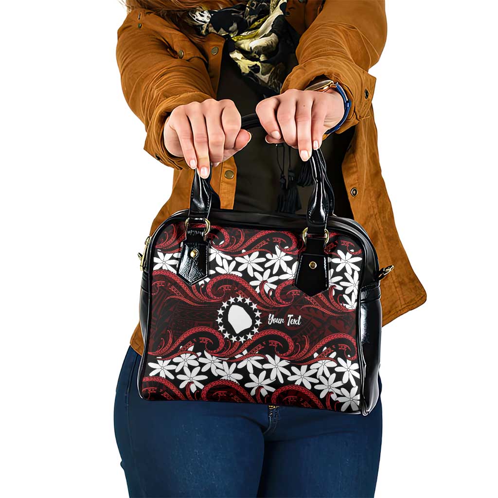 Personalised Cook Islands Atiu Enuamanu Shoulder Handbag Tiare Maori Polynesian Waves Tattoo LT14 One Size Red - Polynesian Pride