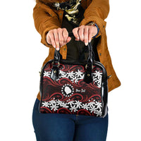 Personalised Cook Islands Atiu Enuamanu Shoulder Handbag Tiare Maori Polynesian Waves Tattoo LT14 One Size Red - Polynesian Pride