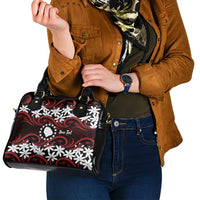 Personalised Cook Islands Atiu Enuamanu Shoulder Handbag Tiare Maori Polynesian Waves Tattoo LT14 - Polynesian Pride