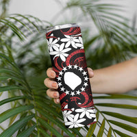 Personalised Cook Islands Atiu Enuamanu Skinny Tumbler Tiare Maori Polynesian Waves Tattoo