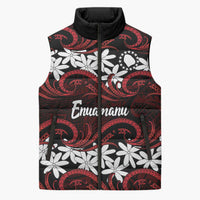Personalised Cook Islands Atiu Enuamanu Sleeveless Puffer Jacket Tiare Maori Polynesian Waves Tattoo