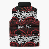 Personalised Cook Islands Atiu Enuamanu Sleeveless Puffer Jacket Tiare Maori Polynesian Waves Tattoo
