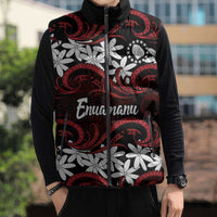 Personalised Cook Islands Atiu Enuamanu Sleeveless Puffer Jacket Tiare Maori Polynesian Waves Tattoo
