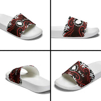 Personalised Cook Islands Atiu Enuamanu Slide Sandals Tiare Maori Polynesian Waves Tattoo