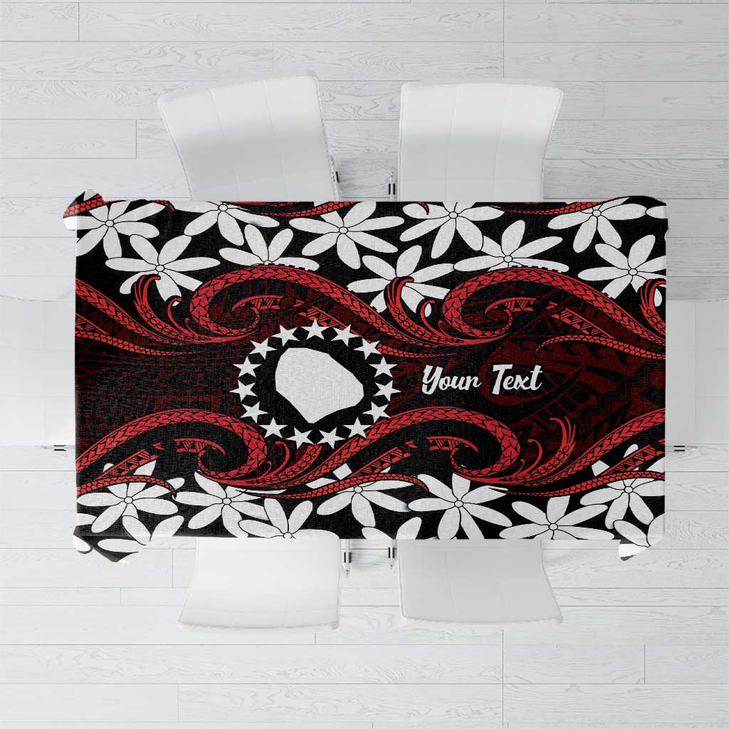 Personalised Cook Islands Atiu Enuamanu Tablecloth Tiare Maori Polynesian Waves Tattoo LT14 Red - Polynesian Pride