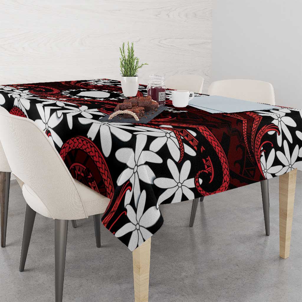 Personalised Cook Islands Atiu Enuamanu Tablecloth Tiare Maori Polynesian Waves Tattoo LT14 - Polynesian Pride