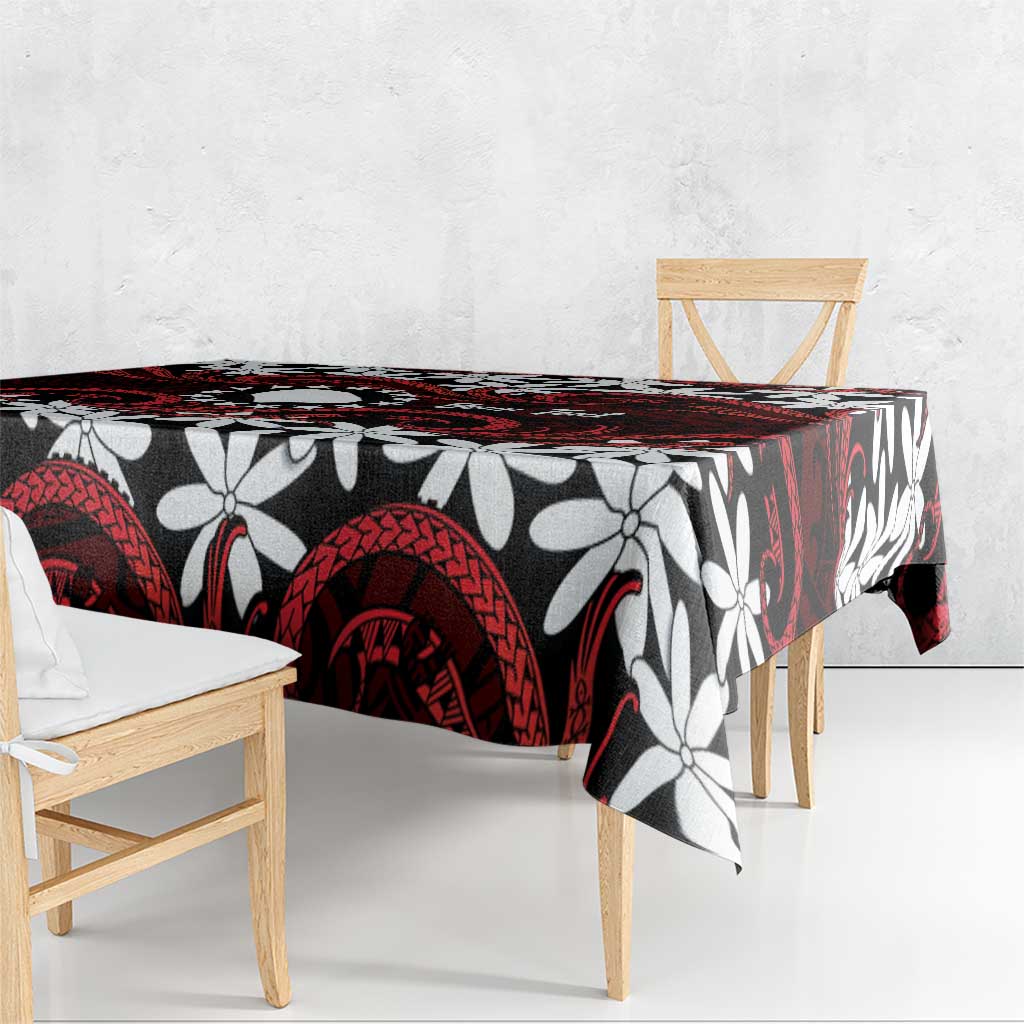 Personalised Cook Islands Atiu Enuamanu Tablecloth Tiare Maori Polynesian Waves Tattoo LT14 - Polynesian Pride
