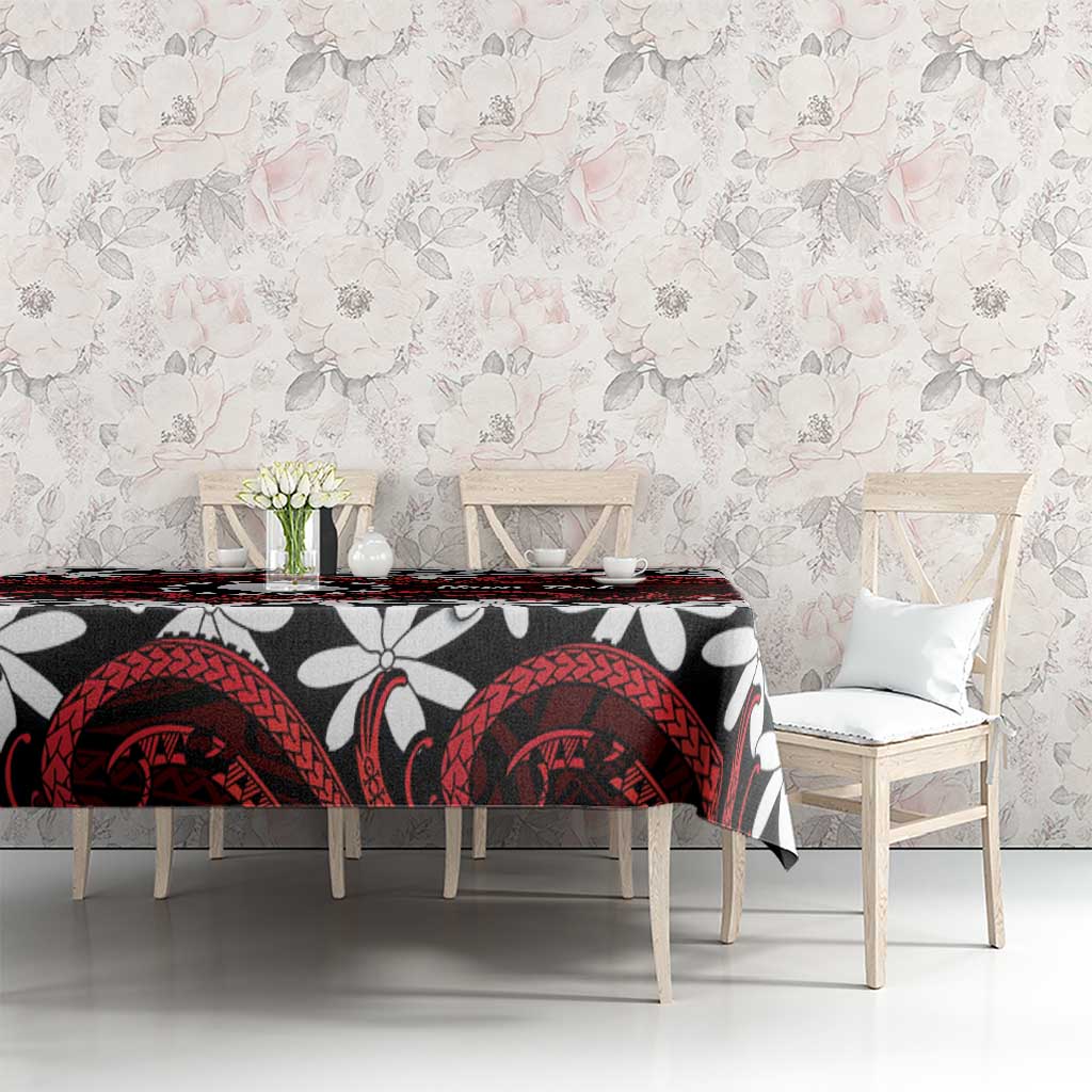 Personalised Cook Islands Atiu Enuamanu Tablecloth Tiare Maori Polynesian Waves Tattoo LT14 - Polynesian Pride