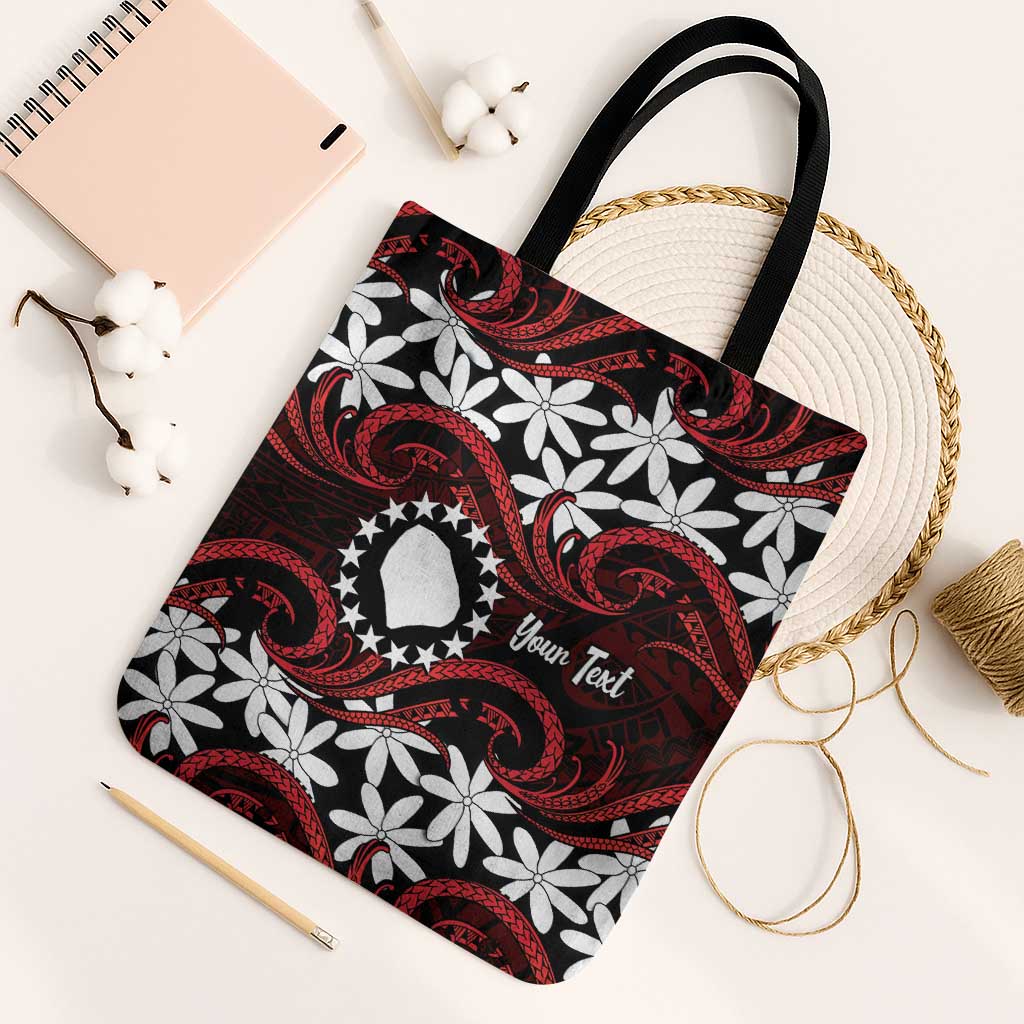 Personalised Cook Islands Atiu Enuamanu Tote Bag Tiare Maori Polynesian Waves Tattoo