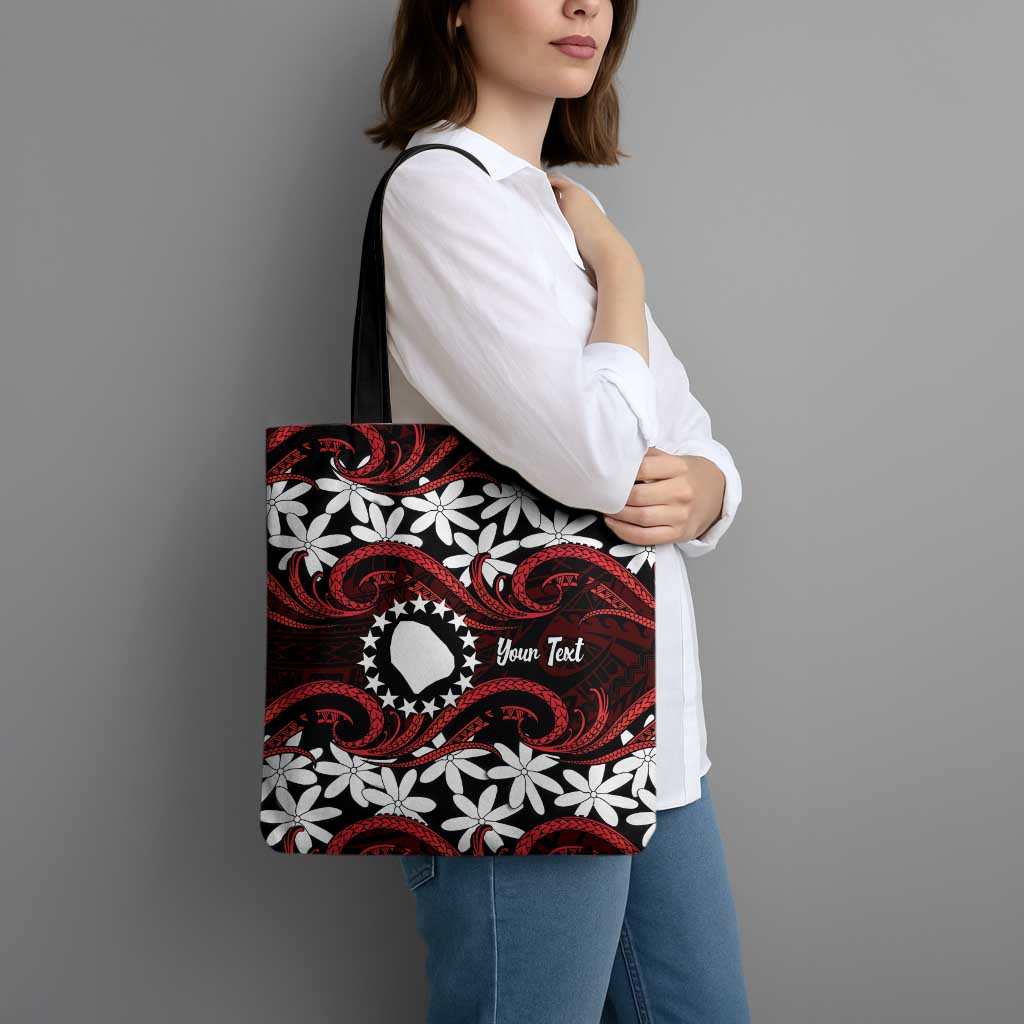 Personalised Cook Islands Atiu Enuamanu Tote Bag Tiare Maori Polynesian Waves Tattoo LT14 - Polynesian Pride