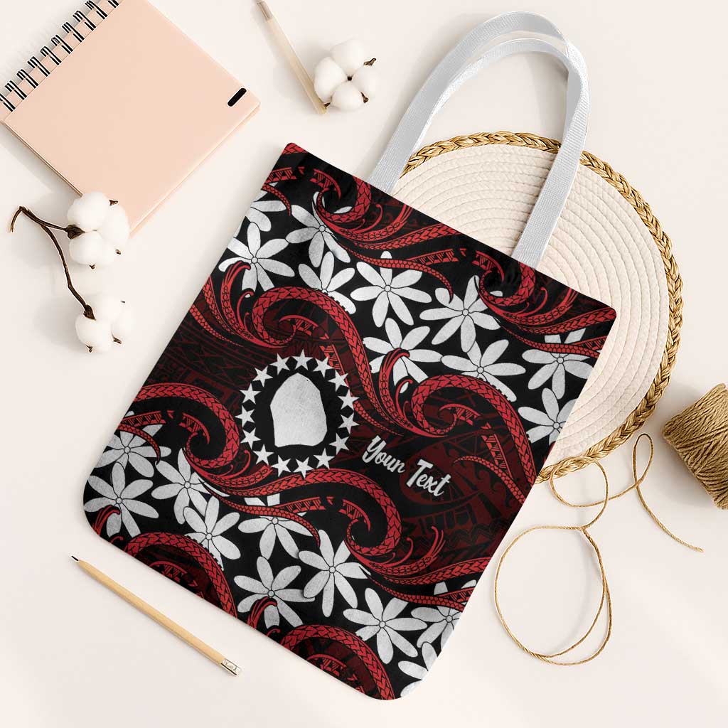 Personalised Cook Islands Atiu Enuamanu Tote Bag Tiare Maori Polynesian Waves Tattoo LT14 White Strap One Size Red - Polynesian Pride