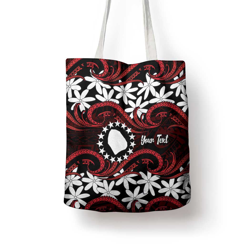 Personalised Cook Islands Atiu Enuamanu Tote Bag Tiare Maori Polynesian Waves Tattoo LT14 - Polynesian Pride