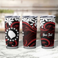 Personalised Cook Islands Atiu Enuamanu Tumbler Cup Tiare Maori Polynesian Waves Tattoo