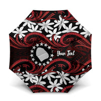 Personalised Cook Islands Atiu Enuamanu Umbrella Tiare Maori Polynesian Waves Tattoo LT14 One Size Folded 11.42 inch Opened Diameter 37.4 inch Red - Polynesian Pride