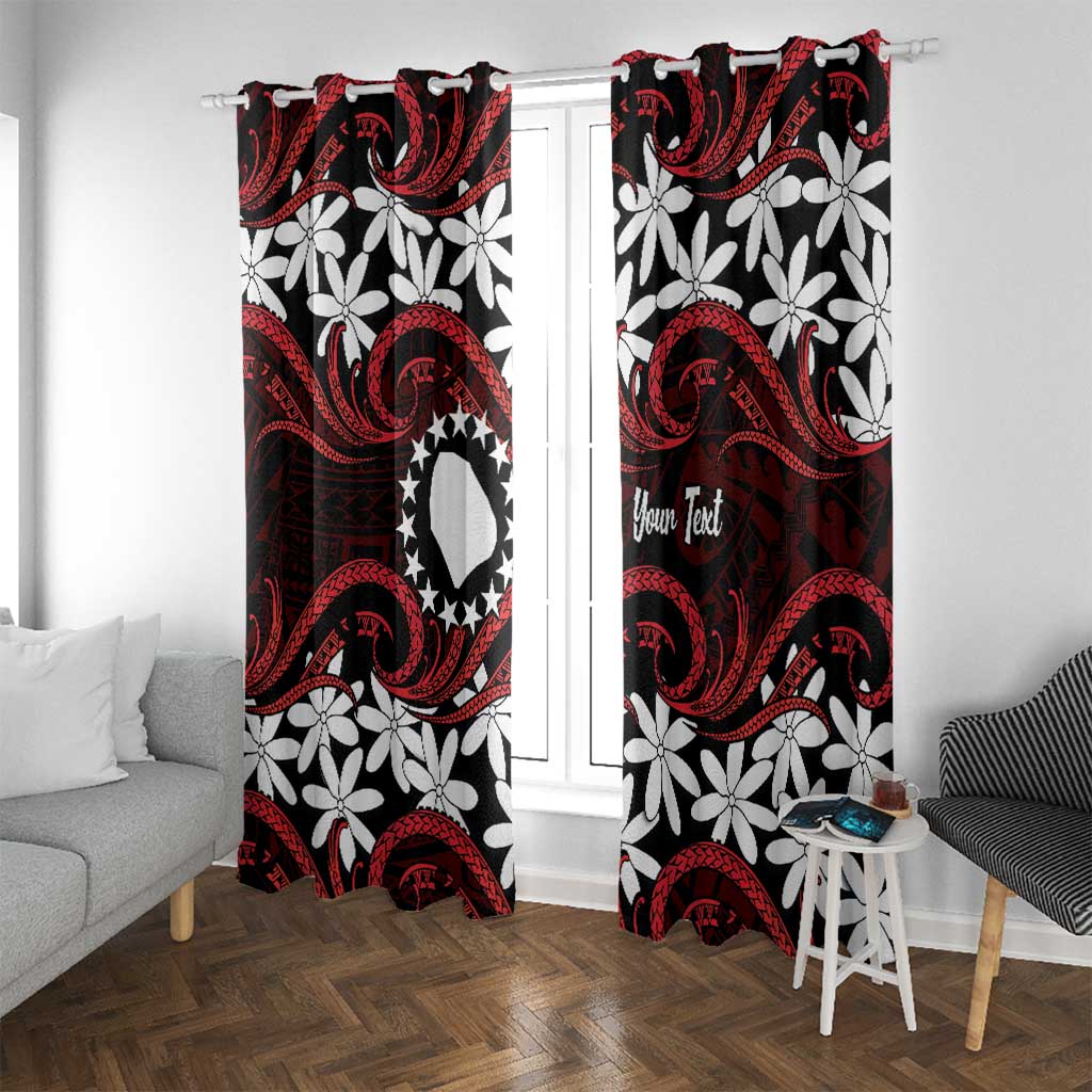 Personalised Cook Islands Atiu Enuamanu Window Curtain Tiare Maori Polynesian Waves Tattoo
