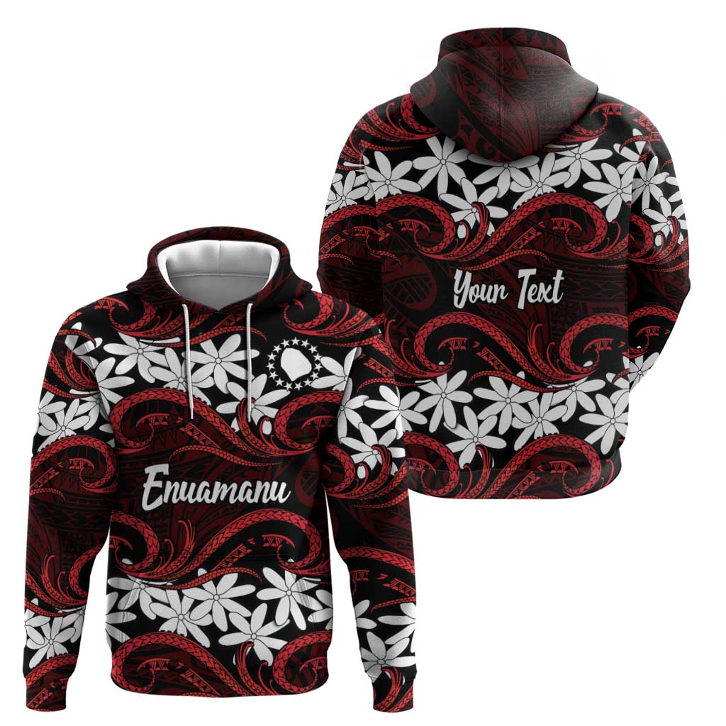 Personalised Cook Islands Atiu Enuamanu Zip Hoodie Tiare Maori Polynesian Waves Tattoo LT14 - Polynesian Pride