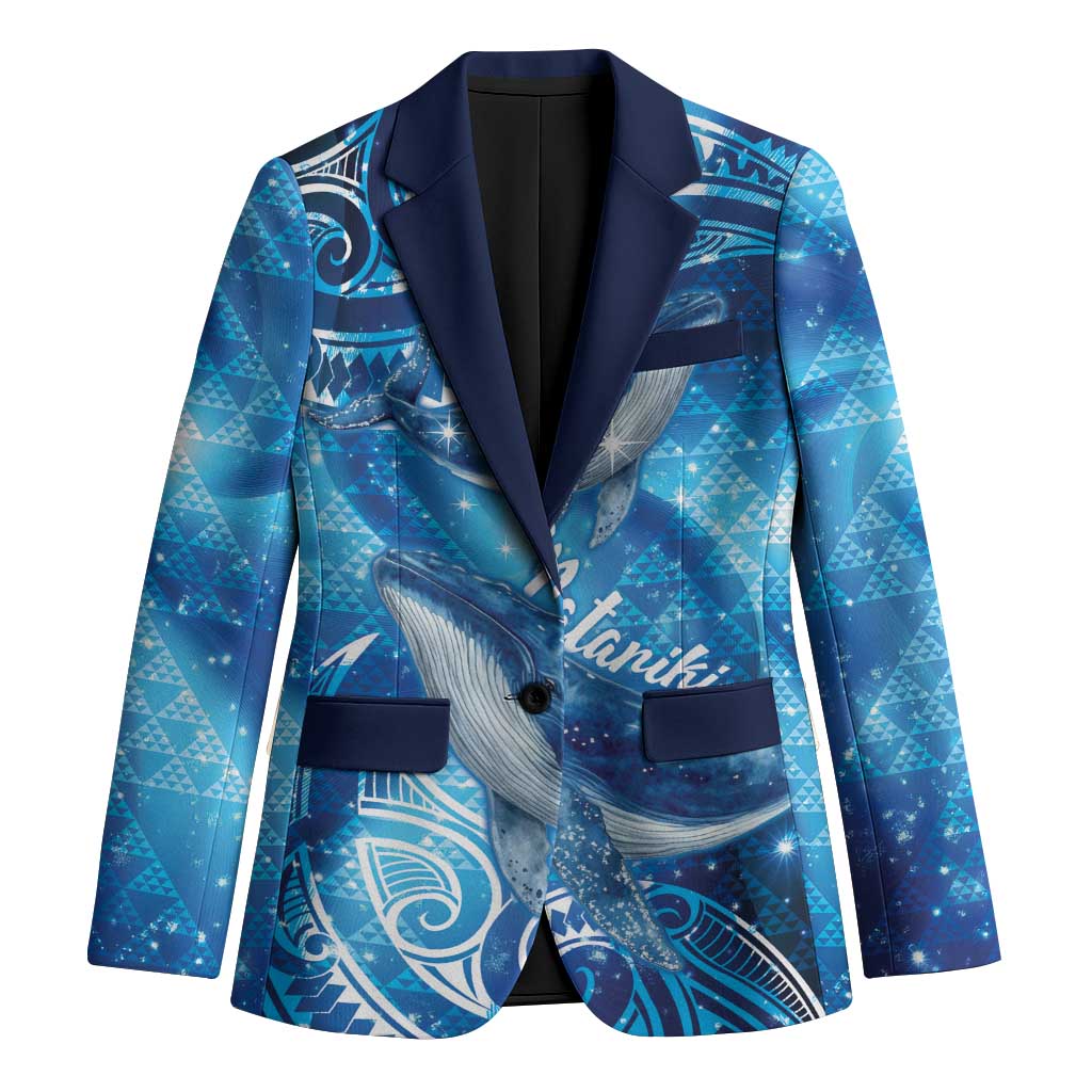 New Zealand Humpback Whale Matariki Blazer Maori New Year Taniko Niho Taniwha LT14 Unisex Blue - Polynesian Pride