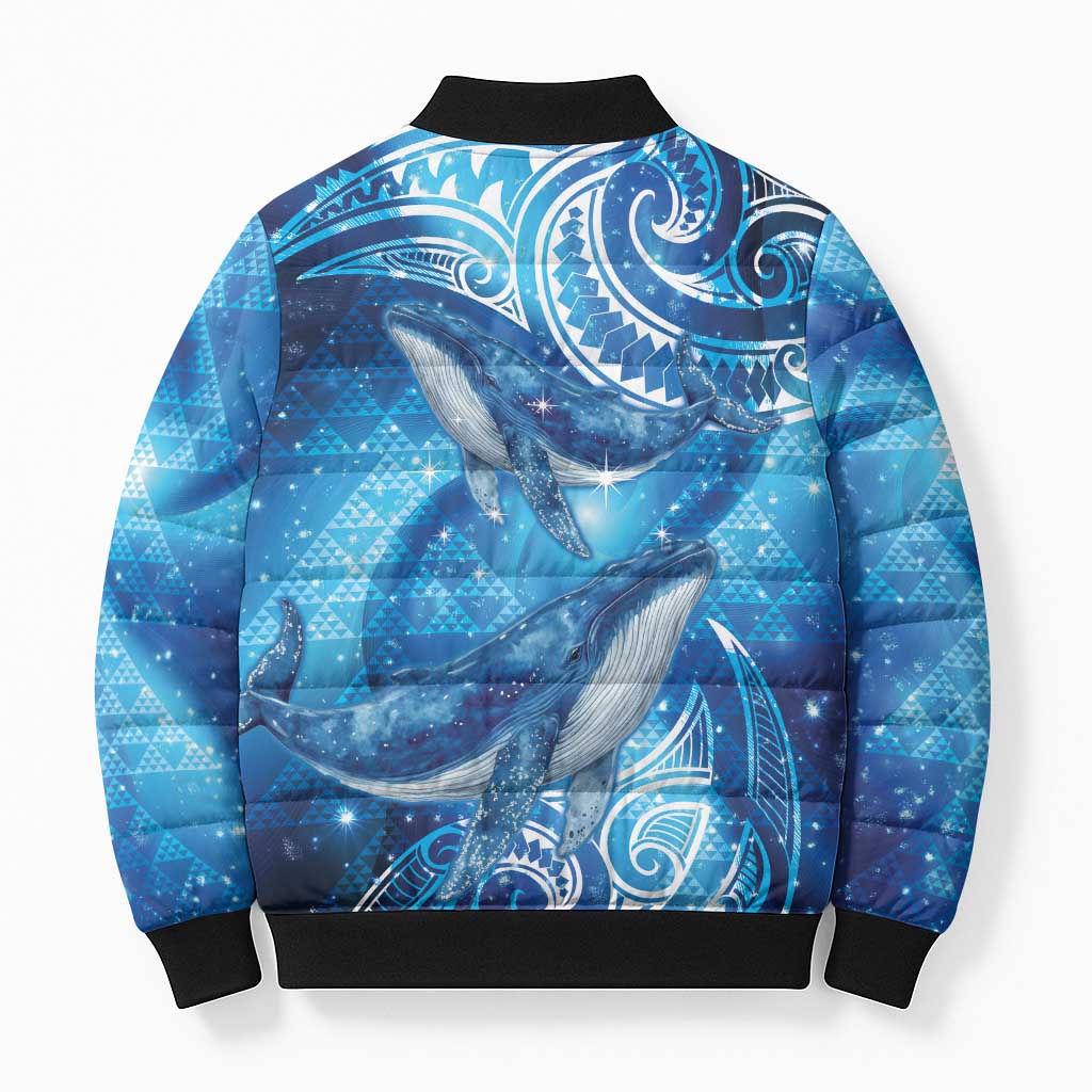 New Zealand Humpback Whale Matariki Bomber Puffer Jacket Maori New Year Taniko Niho Taniwha LT14 - Polynesian Pride