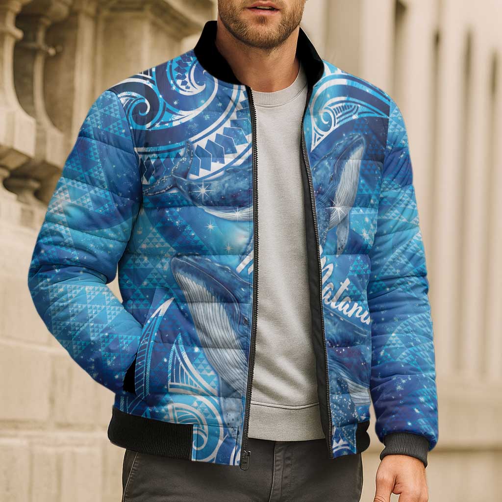 New Zealand Humpback Whale Matariki Bomber Puffer Jacket Maori New Year Taniko Niho Taniwha LT14 - Polynesian Pride