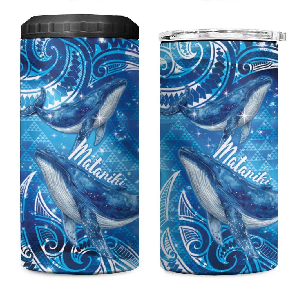 New Zealand Humpback Whale Matariki 4 in 1 Can Cooler Tumbler Maori New Year Taniko Niho Taniwha