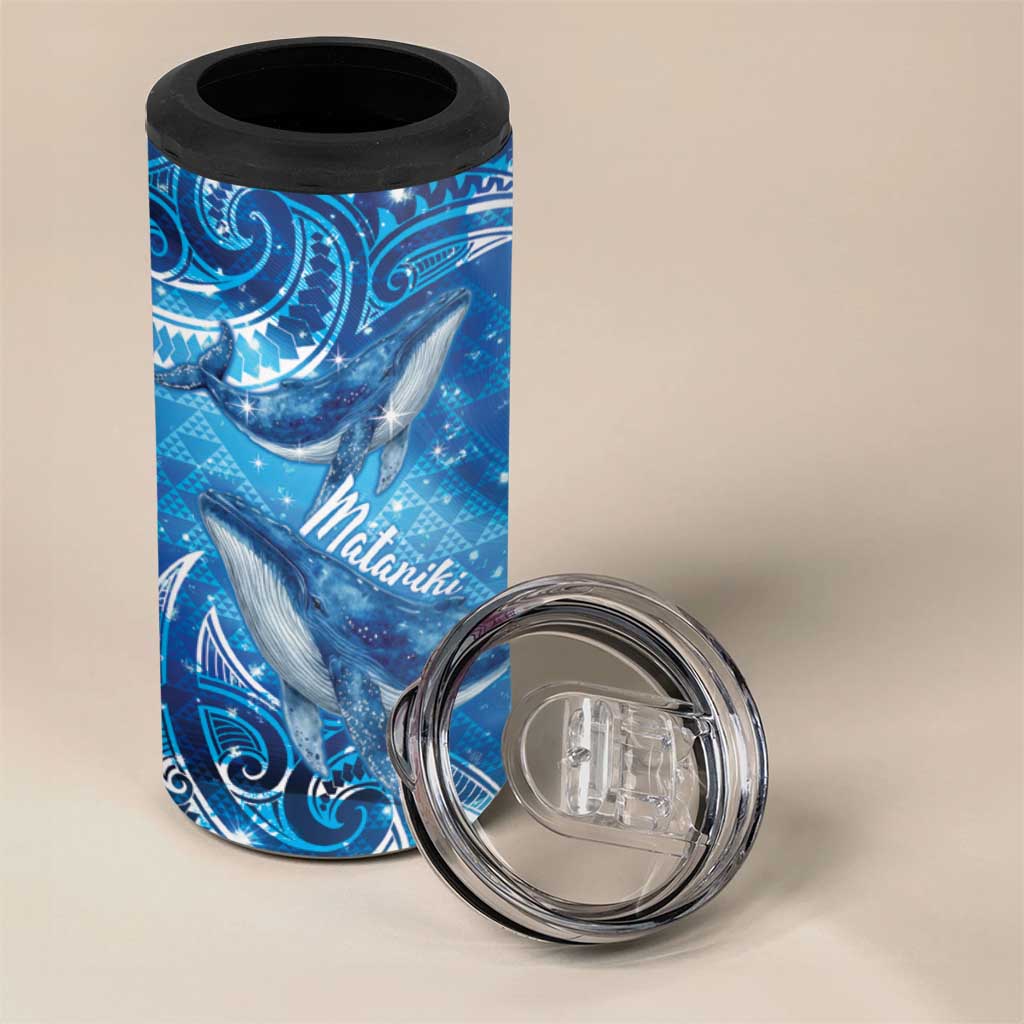 New Zealand Humpback Whale Matariki 4 in 1 Can Cooler Tumbler Maori New Year Taniko Niho Taniwha