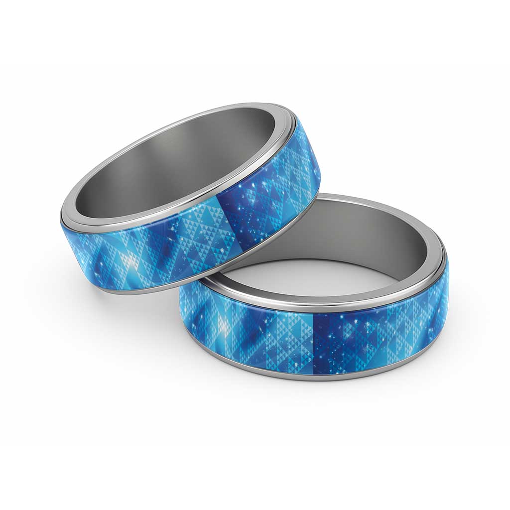 New Zealand Humpback Whale Matariki Classic Ring Maori New Year Taniko Niho Taniwha LT14 Sliver Blue - Polynesian Pride