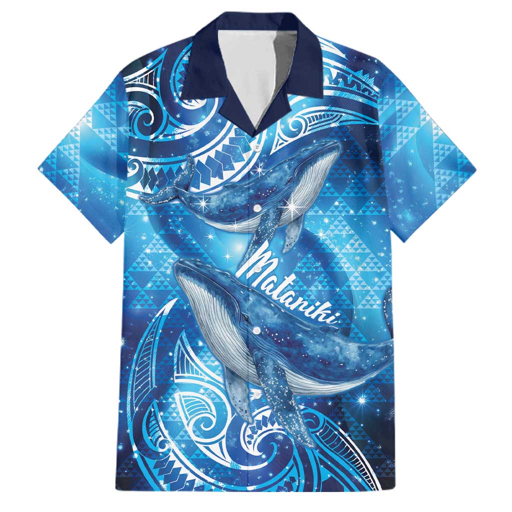 New Zealand Humpback Whale Matariki Family Matching Long Sleeve Bodycon Dress and Hawaiian Shirt Maori New Year Taniko Niho Taniwha