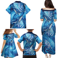 New Zealand Humpback Whale Matariki Family Matching Puletasi and Hawaiian Shirt Maori New Year Taniko Niho Taniwha