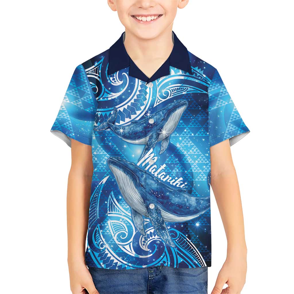 New Zealand Humpback Whale Matariki Family Matching Short Sleeve Bodycon Dress and Hawaiian Shirt Maori New Year Taniko Niho Taniwha