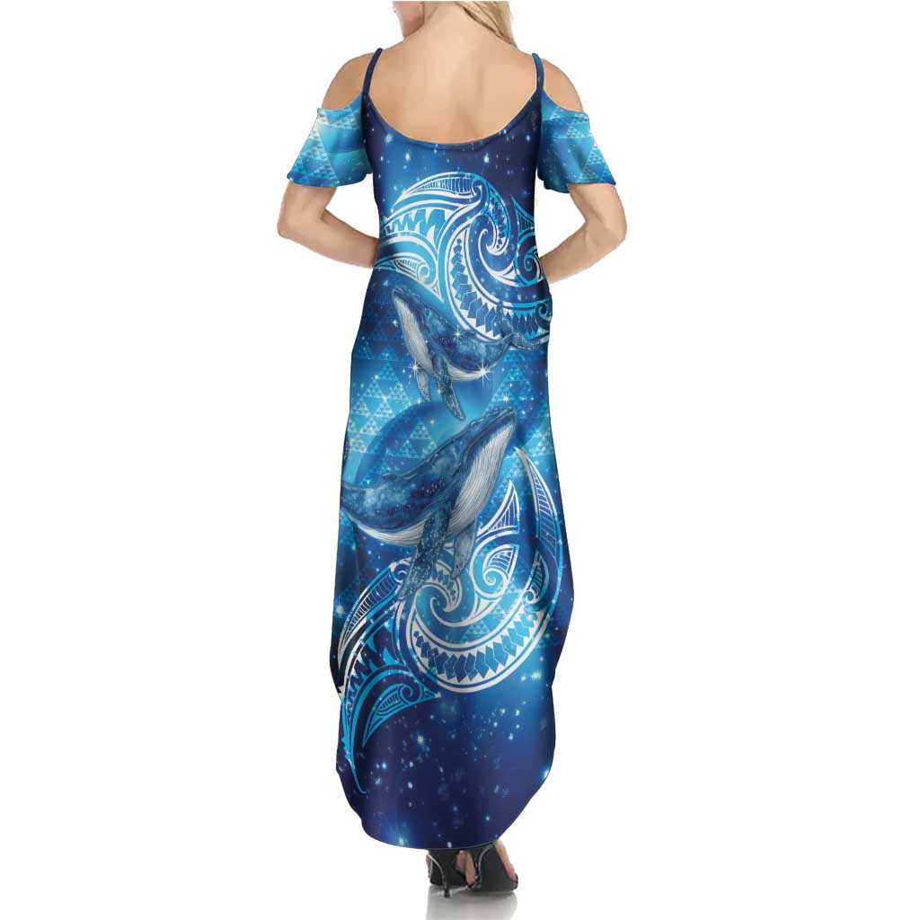 New Zealand Humpback Whale Matariki Family Matching Summer Maxi Dress and Hawaiian Shirt Maori New Year Taniko Niho Taniwha