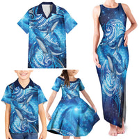 New Zealand Humpback Whale Matariki Family Matching Tank Maxi Dress and Hawaiian Shirt Maori New Year Taniko Niho Taniwha