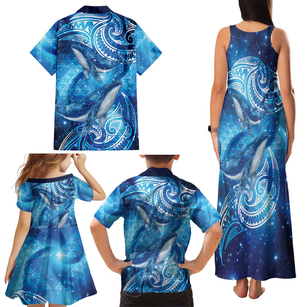 New Zealand Humpback Whale Matariki Family Matching Tank Maxi Dress and Hawaiian Shirt Maori New Year Taniko Niho Taniwha