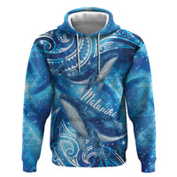 New Zealand Humpback Whale Matariki Hoodie Maori New Year Taniko Niho Taniwha LT14 Pullover Hoodie Blue - Polynesian Pride