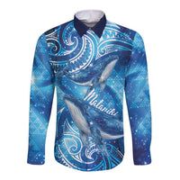 New Zealand Humpback Whale Matariki Long Sleeve Button Shirt Maori New Year Taniko Niho Taniwha
