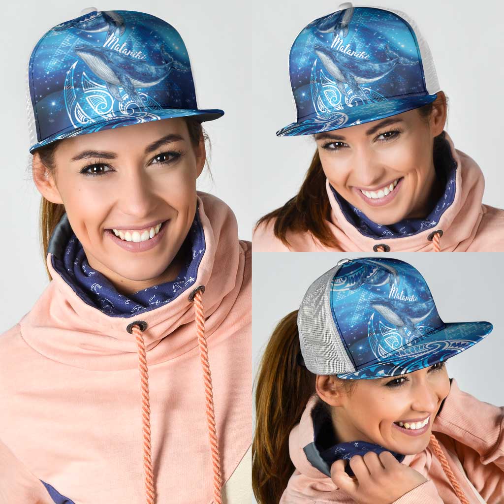 New Zealand Humpback Whale Matariki Mesh Trucker Cap Maori New Year Taniko Niho Taniwha