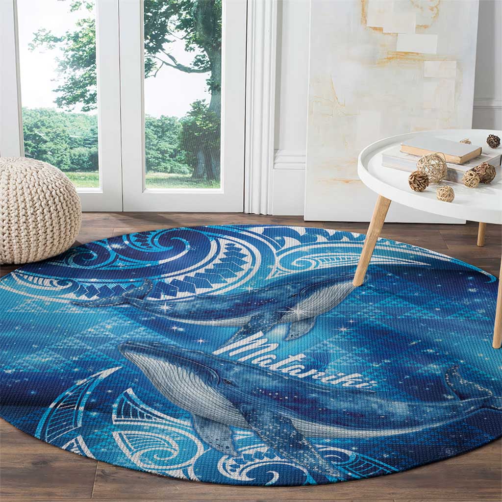 New Zealand Humpback Whale Matariki Round Carpet Maori New Year Taniko Niho Taniwha LT14 - Polynesian Pride