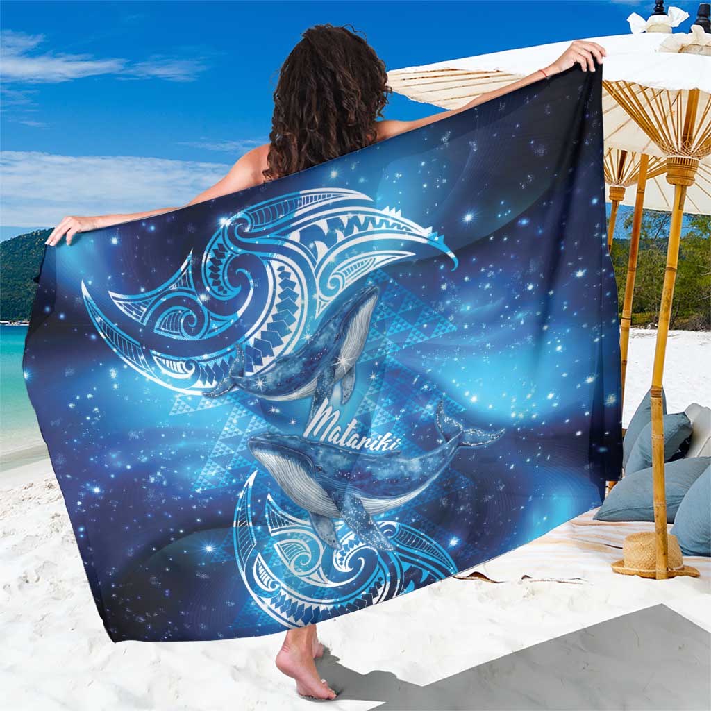 New Zealand Humpback Whale Matariki Sarong Maori New Year Taniko Niho Taniwha LT14 One Size 44 x 66 inches Blue - Polynesian Pride