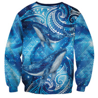 New Zealand Humpback Whale Matariki Sweatshirt Maori New Year Taniko Niho Taniwha LT14 - Polynesian Pride