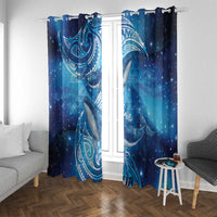 New Zealand Humpback Whale Matariki Window Curtain Maori New Year Taniko Niho Taniwha LT14 With Grommets Blue - Polynesian Pride