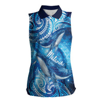 New Zealand Humpback Whale Matariki Women Sleeveless Polo Shirt Maori New Year Taniko Niho Taniwha