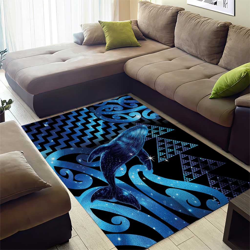 Humpback Whale Matariki New Zealand Area Rug NZ Maori Paikea Poutama Luxury Blue LT14 - Polynesian Pride