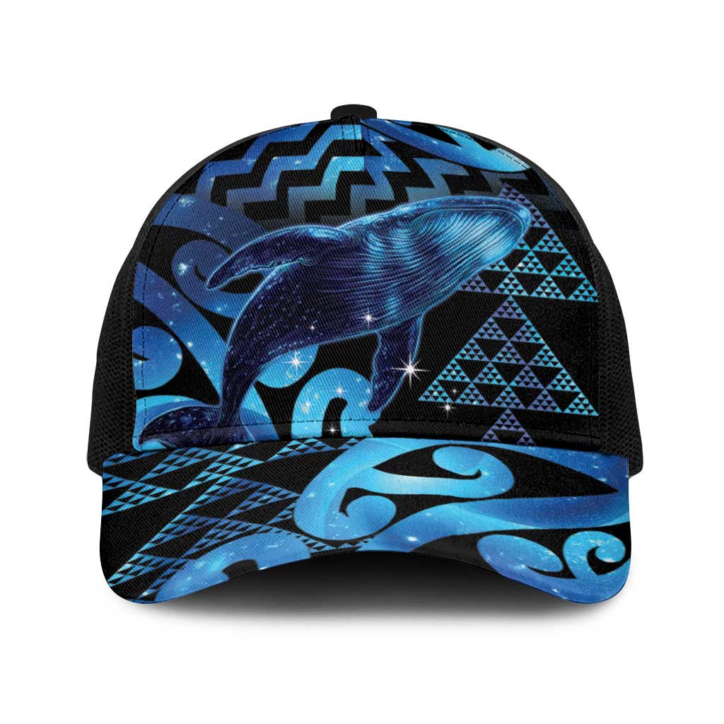 Humpback Whale Matariki New Zealand Baseball Net Cap NZ Maori Paikea Poutama Luxury Blue LT14 One Size Black Blue - Polynesian Pride