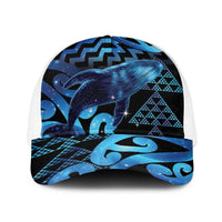 Humpback Whale Matariki New Zealand Baseball Net Cap NZ Maori Paikea Poutama Luxury Blue LT14 One Size White Blue - Polynesian Pride