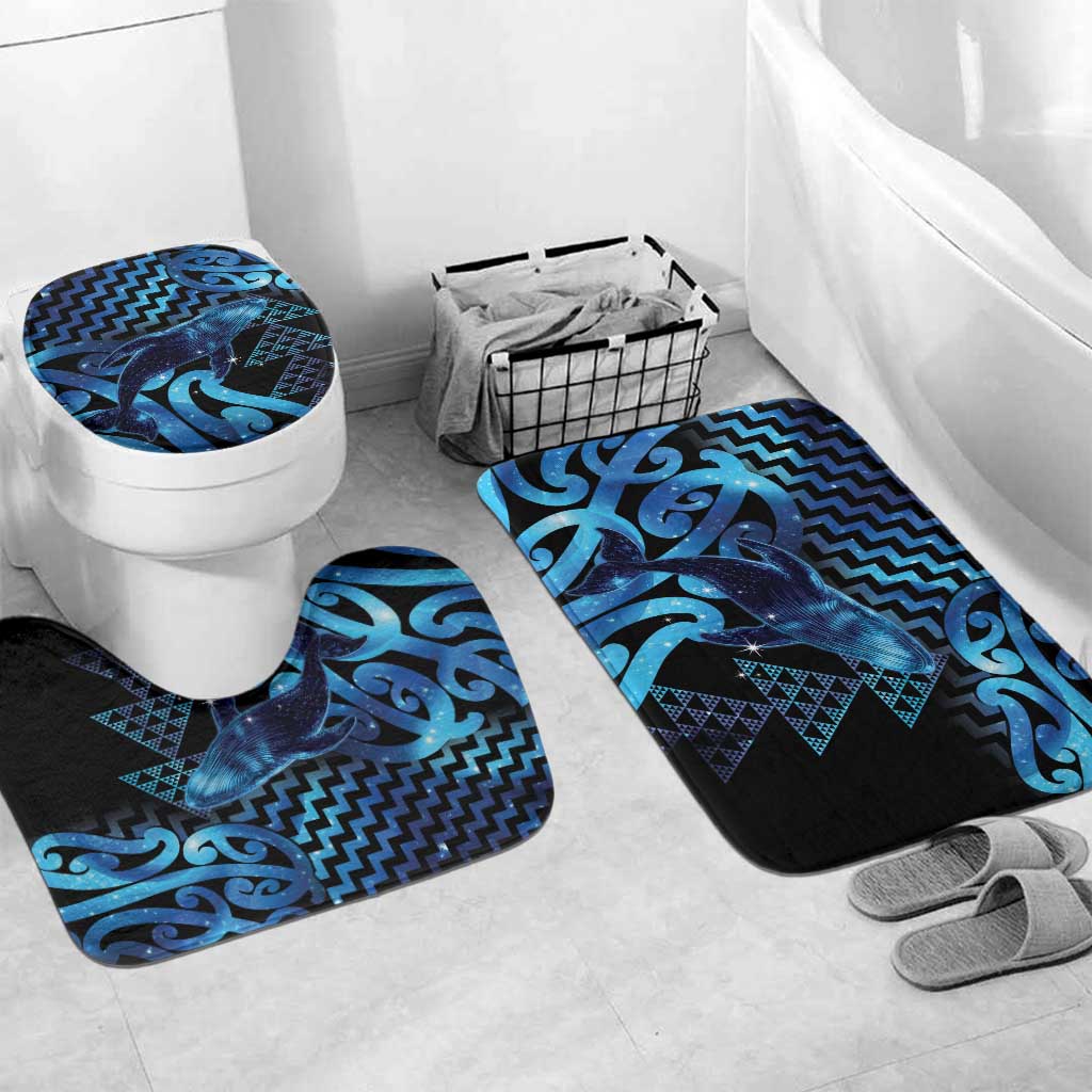 Humpback Whale Matariki New Zealand Bathroom Set NZ Maori Paikea Poutama Luxury Blue LT14 Mat Set Only (3 pcs) One Size Blue - Polynesian Pride