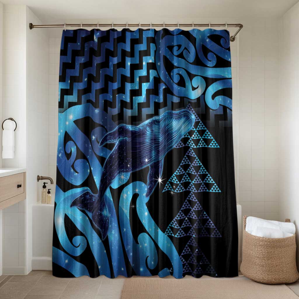 Humpback Whale Matariki New Zealand Bathroom Set NZ Maori Paikea Poutama Luxury Blue LT14 Shower Curtain Only Blue - Polynesian Pride