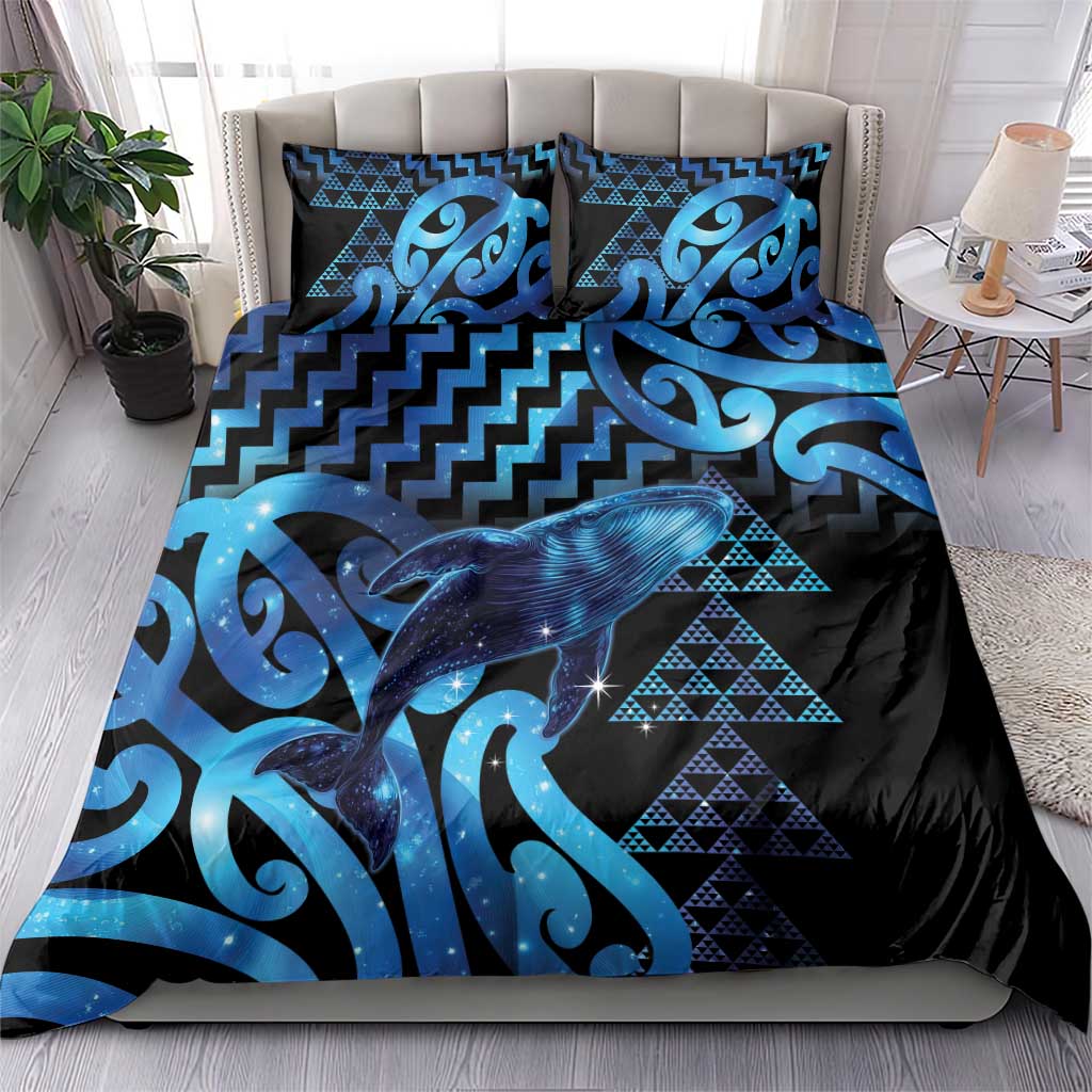 Humpback Whale Matariki New Zealand Bedding Set NZ Maori Paikea Poutama Luxury Blue LT14 - Polynesian Pride