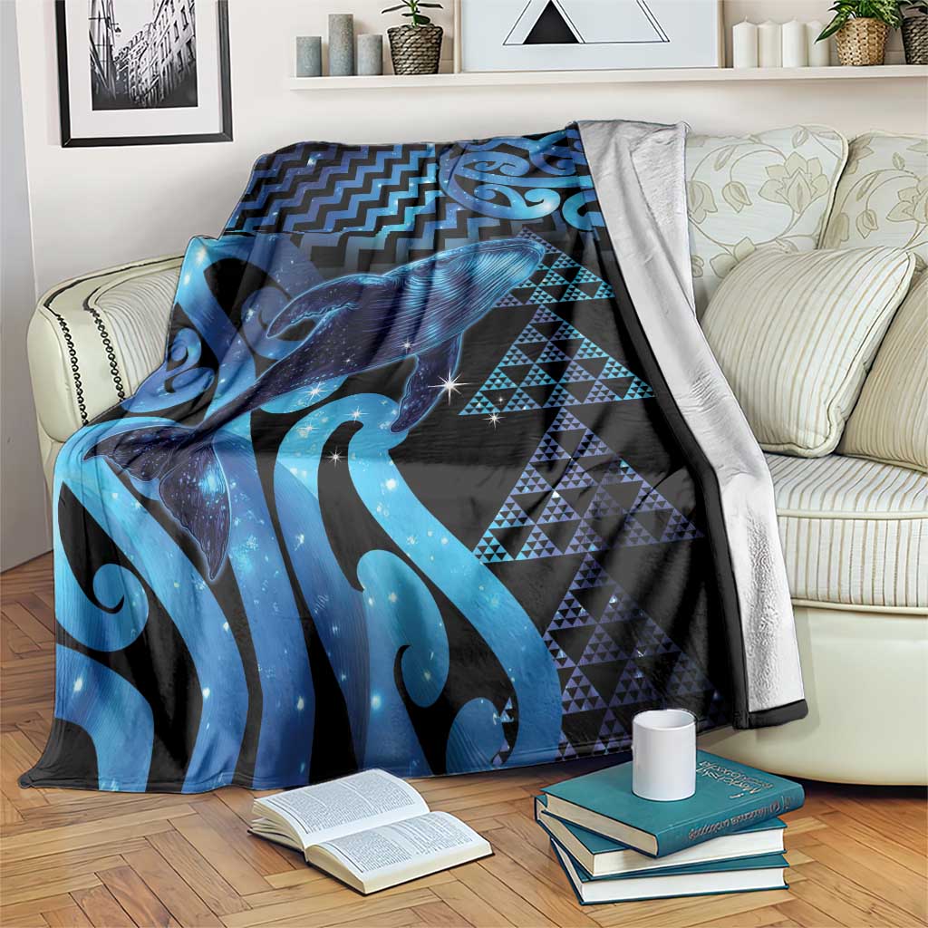 Humpback Whale Matariki New Zealand Blanket NZ Maori Paikea Poutama Luxury Blue LT14 Blue - Polynesian Pride