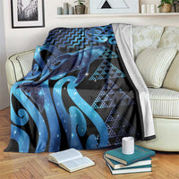 Humpback Whale Matariki New Zealand Blanket NZ Maori Paikea Poutama Luxury Blue LT14 Blue - Polynesian Pride